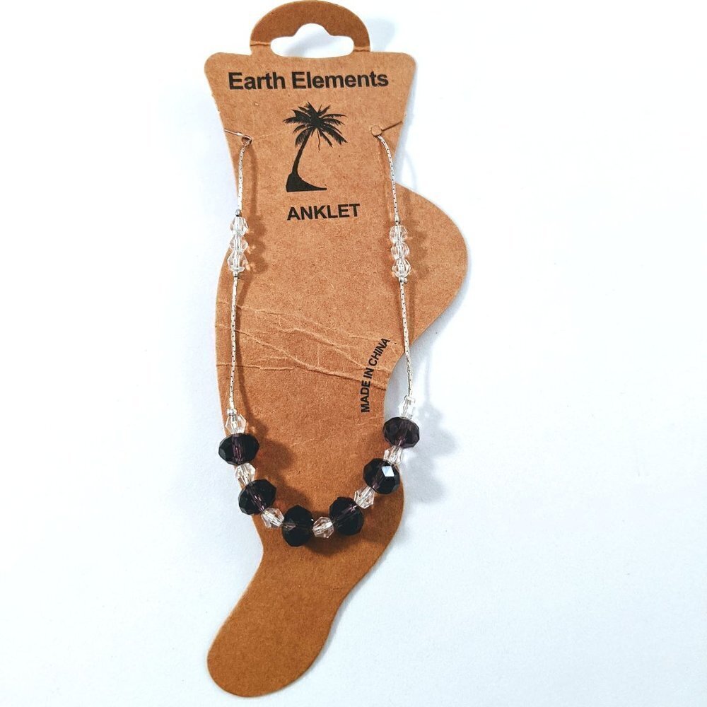 Earth Elements Silver Tone Beaded Anklet